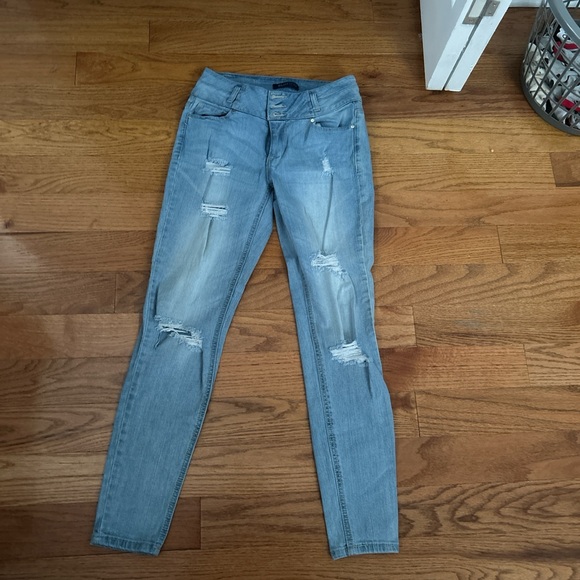 Blue Spice Light Blue Ripped Skinny Jeans - Picture 1 of 2